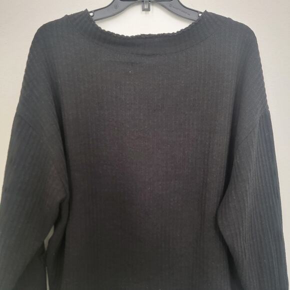 Urban Outfitters Knit Long Sleeve V-neck Pull Over Oversize Sz Medium Black Top - Picture 7 of 9